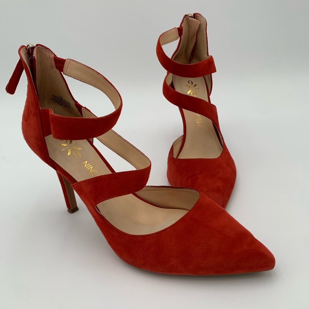 Nine West Red Heels with Ankle Straps and Stiletto